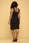Black Rib Knit Square Neck Dress with Slit, Minx Boutique-Southbury, [product tags]