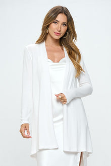  White Brushed Knit Draped Cardigan with Cashmere Feel, Minx Boutique-Southbury, [product tags]