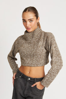  Mocha Turtle Neck Cropped Sweater - [product_category], Minx Boutique-Southbury