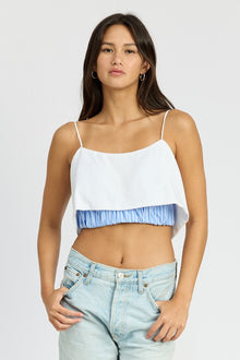 WHITE CONTRASTED CROP SPAGHETTI TOP, Minx Boutique-Southbury, [product tags]