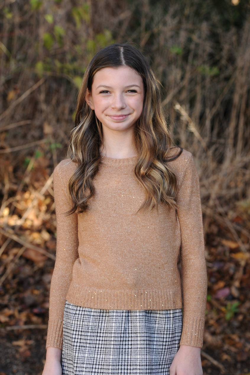 Mini Molly Camel Knit Sweater