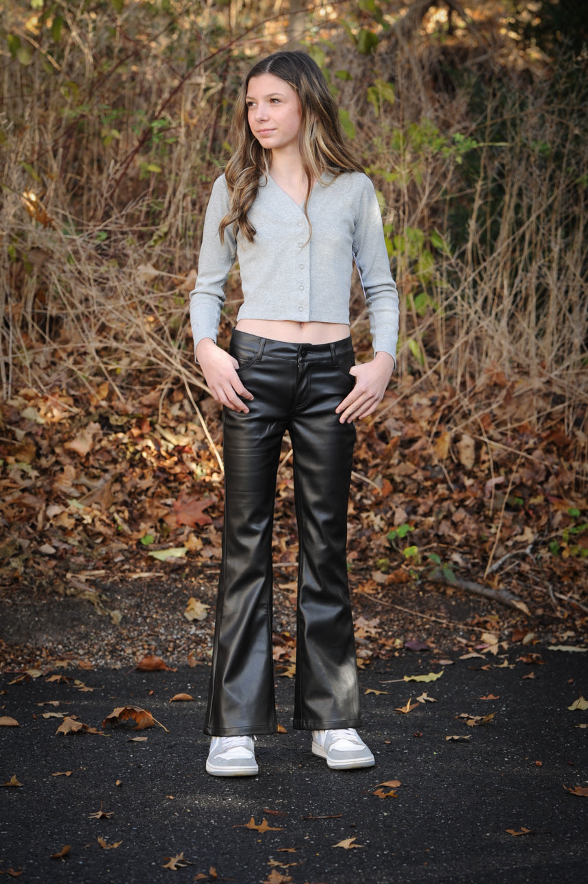 Tractr Girl Pleather Flare Pants
