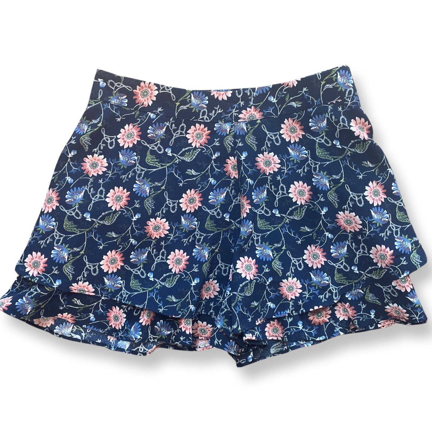 Girls Ruffle Floral Navy Shorts short