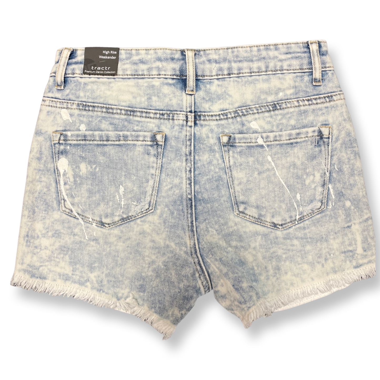 Tractr Girl Acid Wash Paint Splatter Weekender Short short
