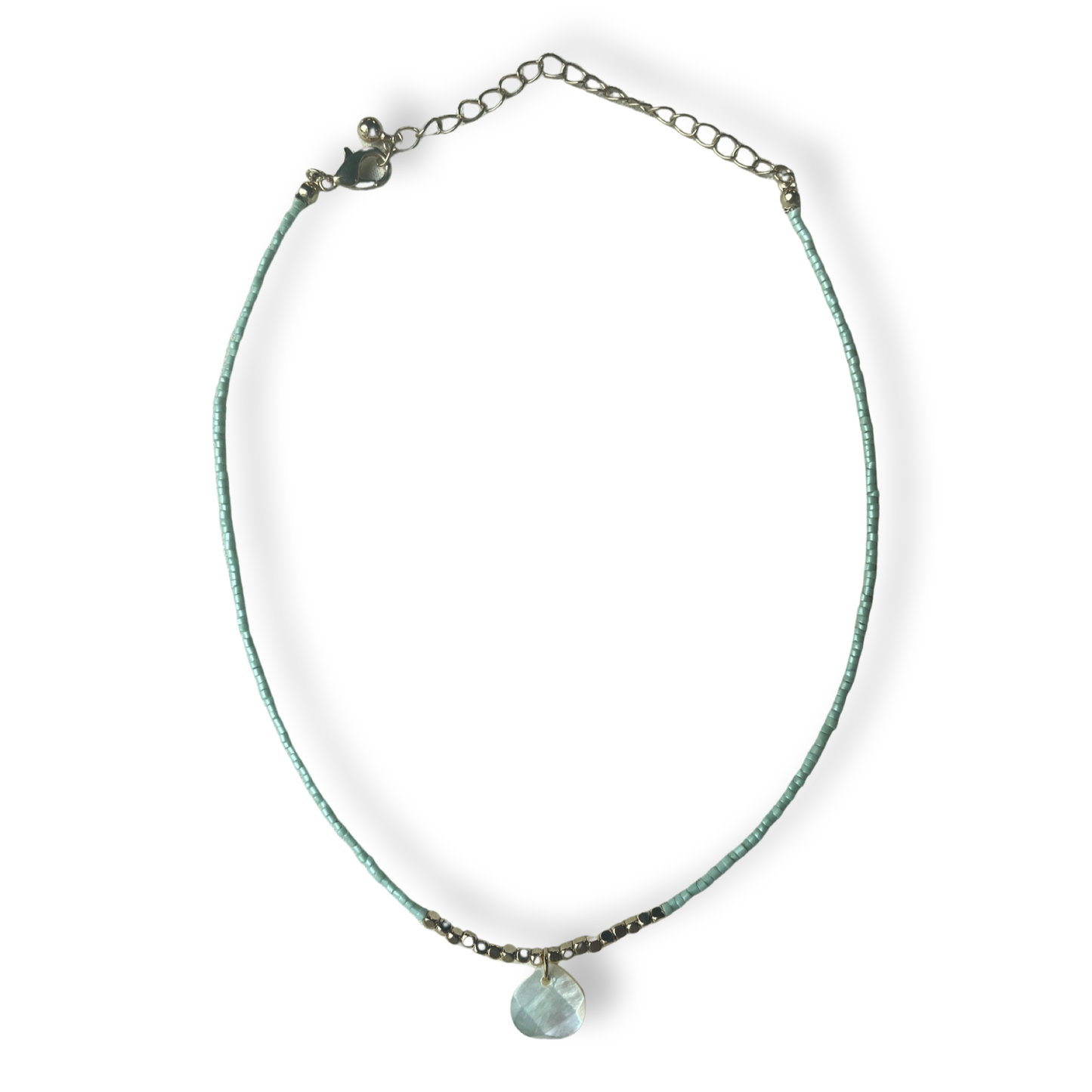 Blue beaded Shell choker