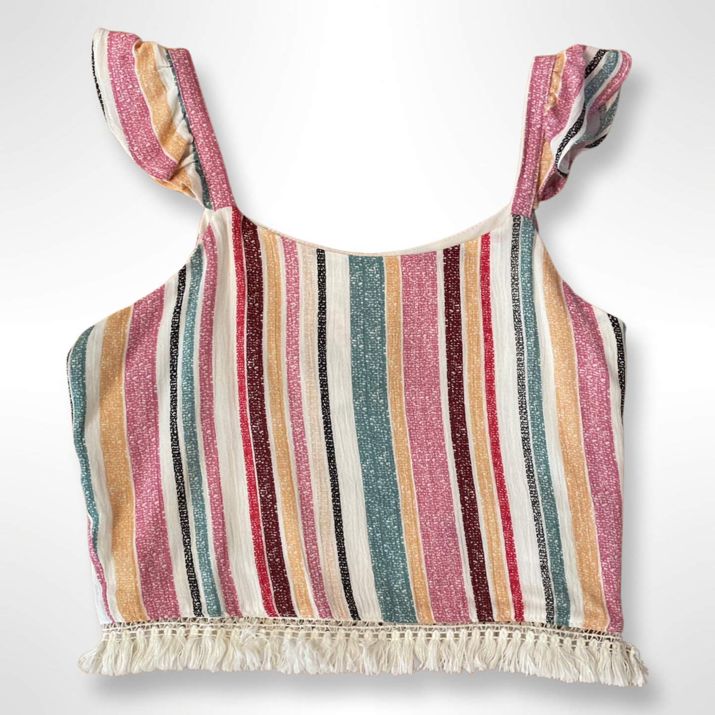 Stripe crop top with tassel trim Top