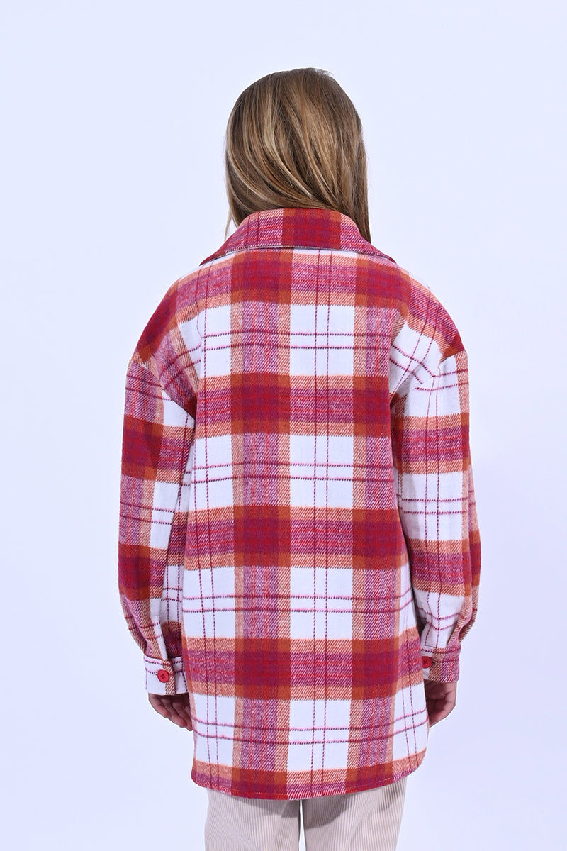 Mini Molly Girls Pink Checked Overshirt-Shacket