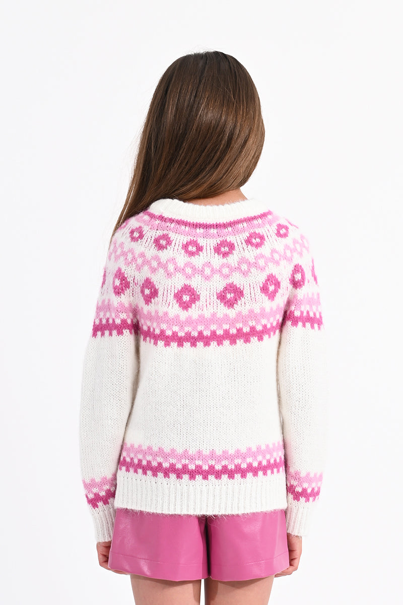 Mini Molly Fair Isle Sweater in Pink