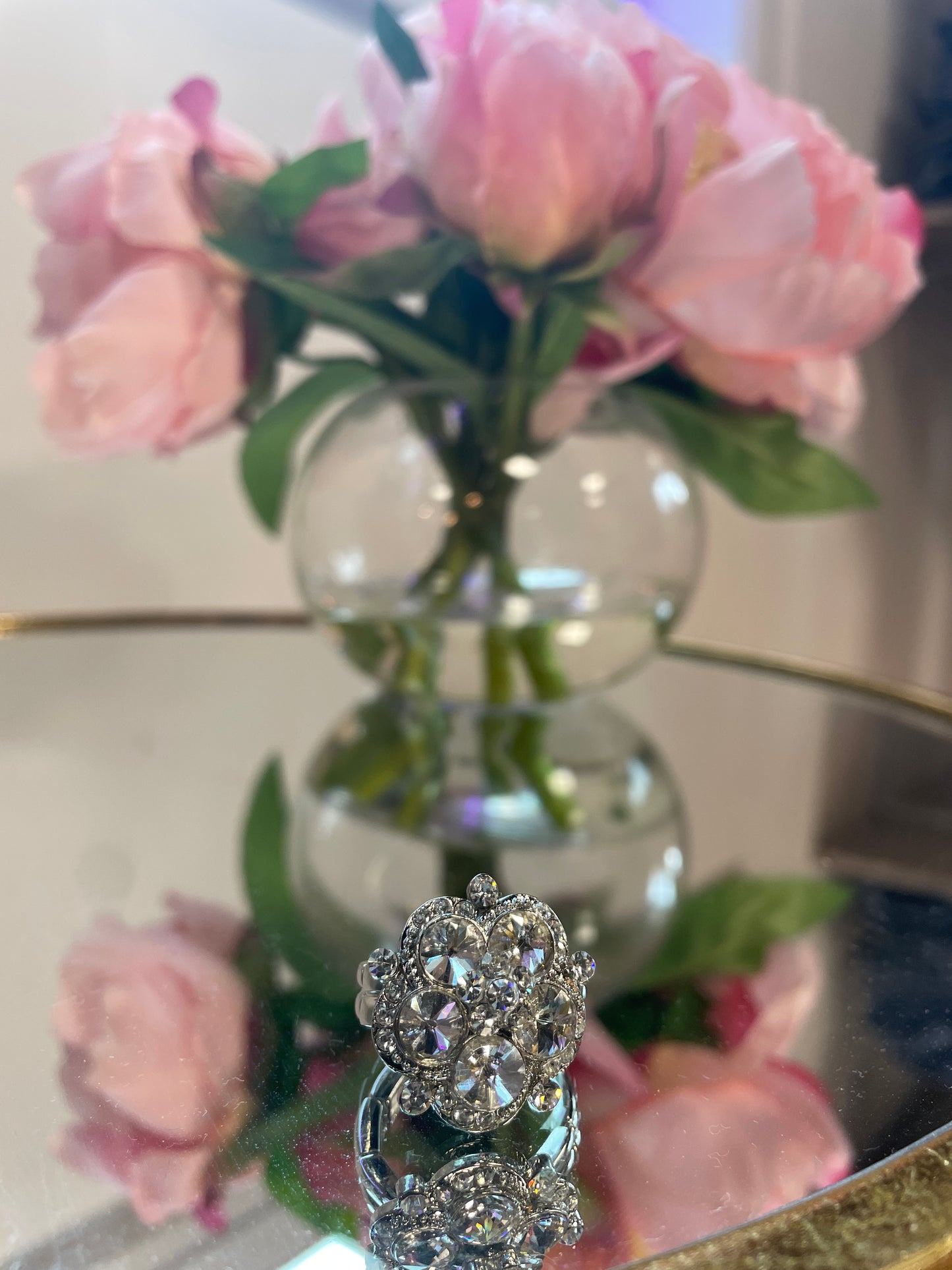 Rhinestone Adjustable Cocktail Ring