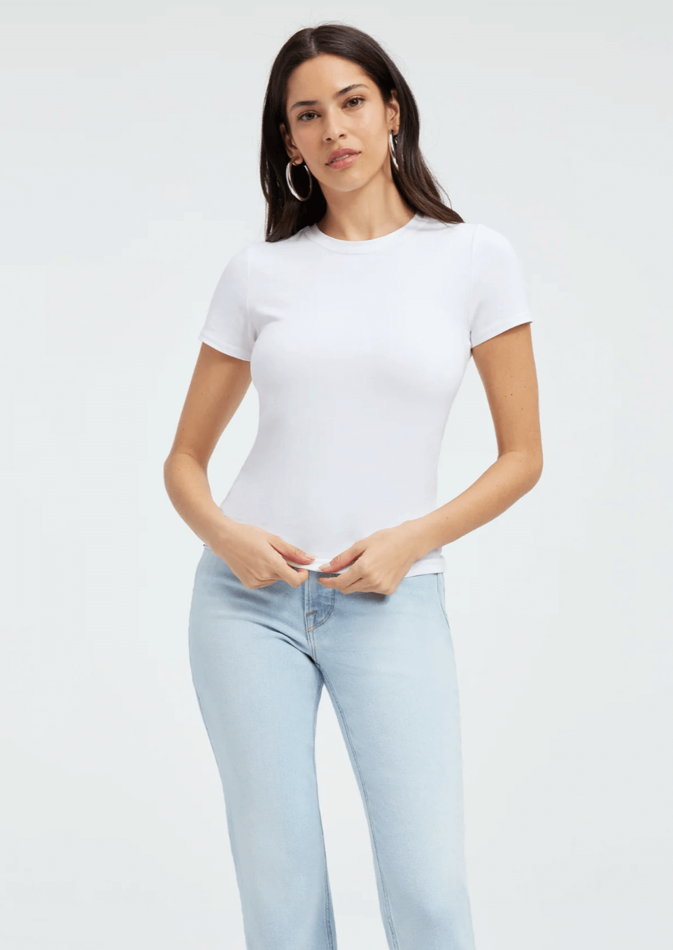 Good American Super Stretch Cropped Baby Tee White T-shirt