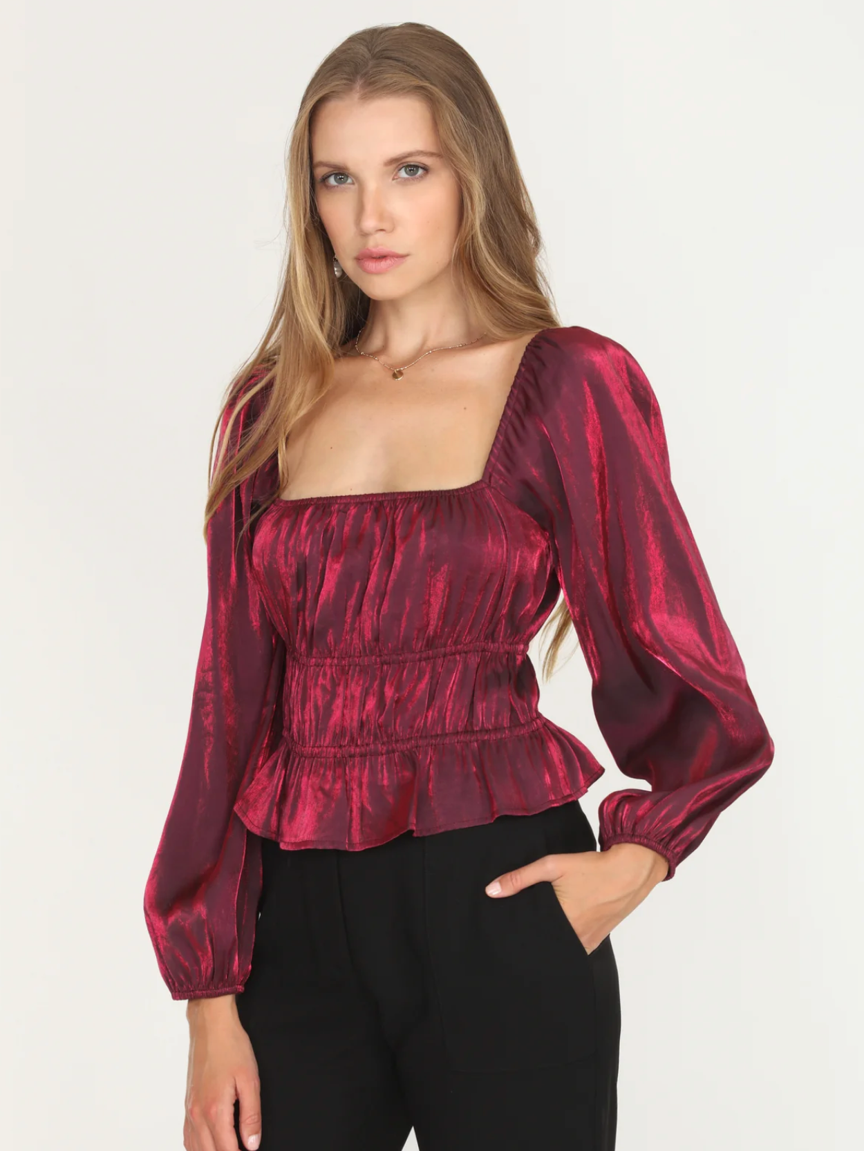 Adelyn Rae Bloodstone Peplum Blouse