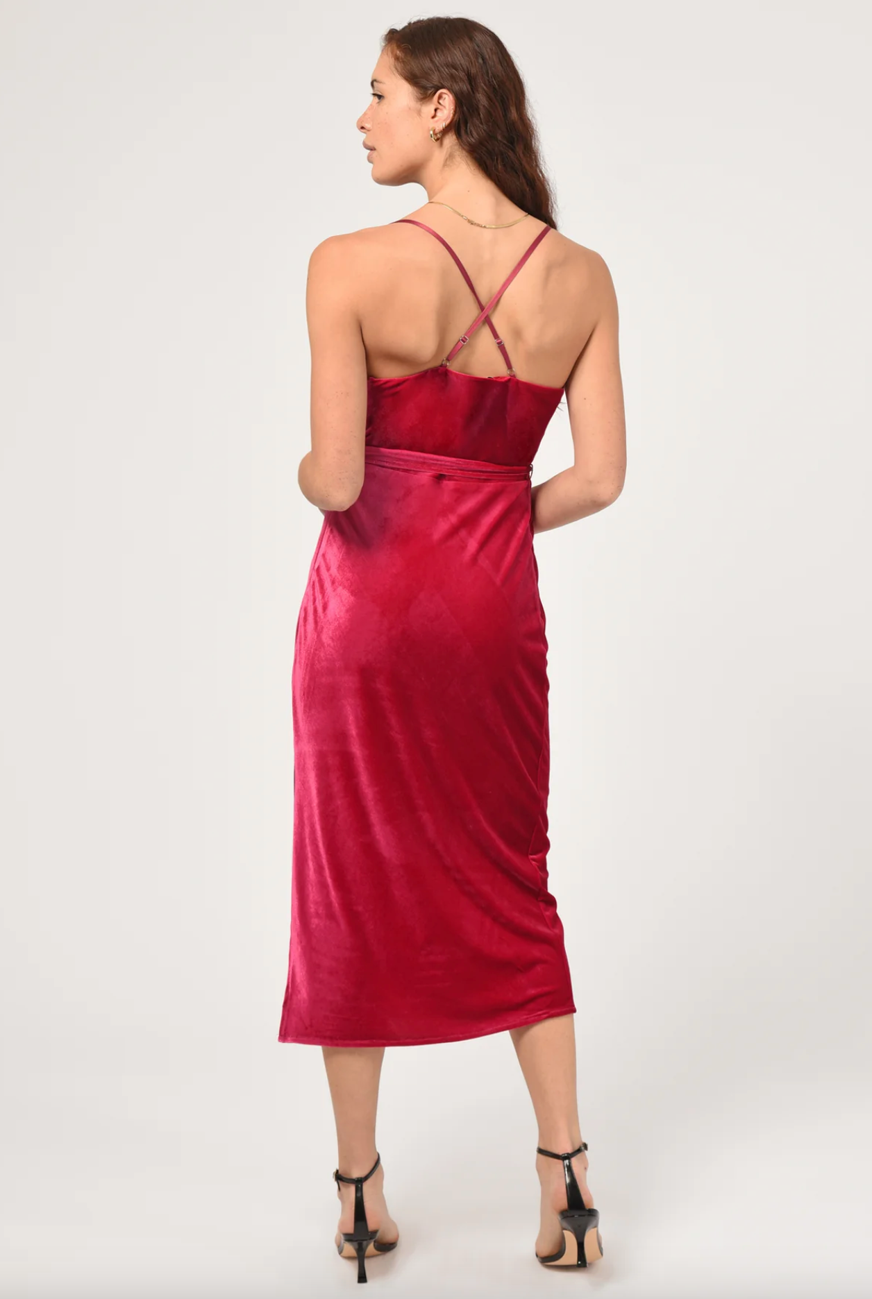 Adelyn Rae Zana Pink Velvet Cowl Neck Slip Dress