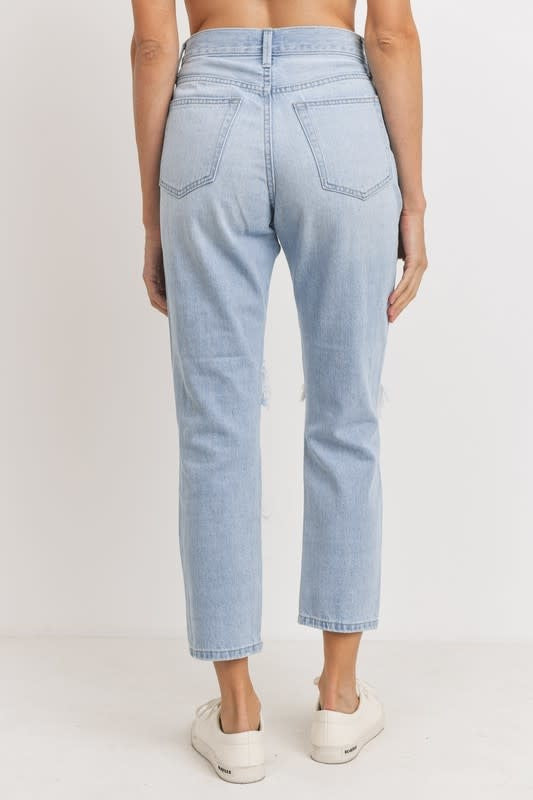 JBD High Rise Destroyed Girlfriend Jean Jeans