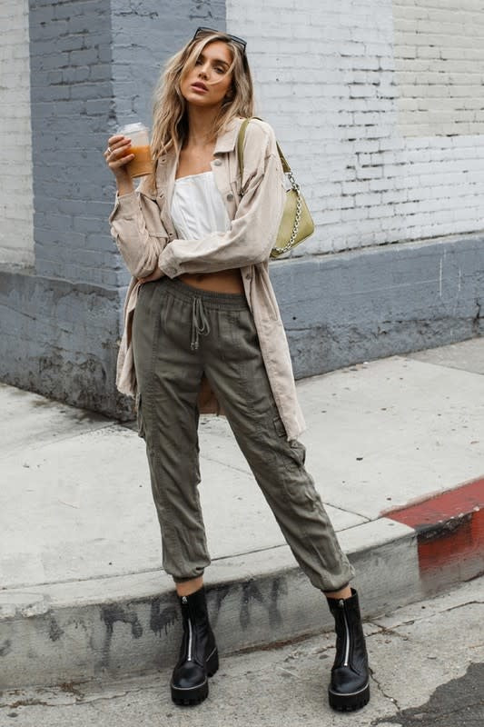 High Rise Cargo Pants Olive Pants