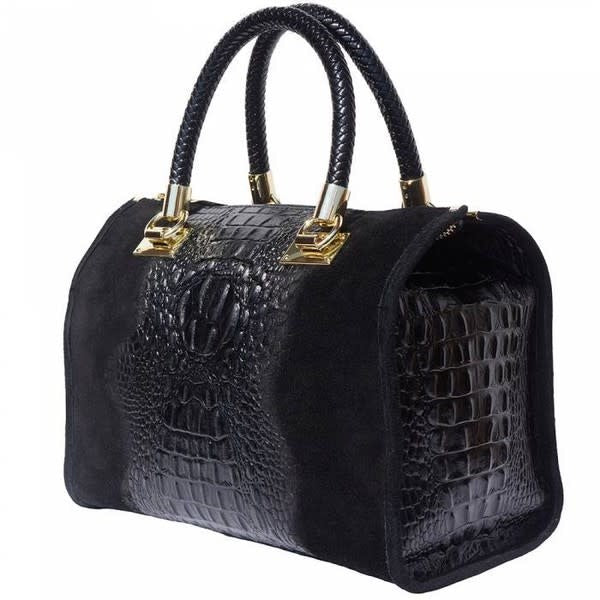 Italian Leather Boston Style Purse Black Purse