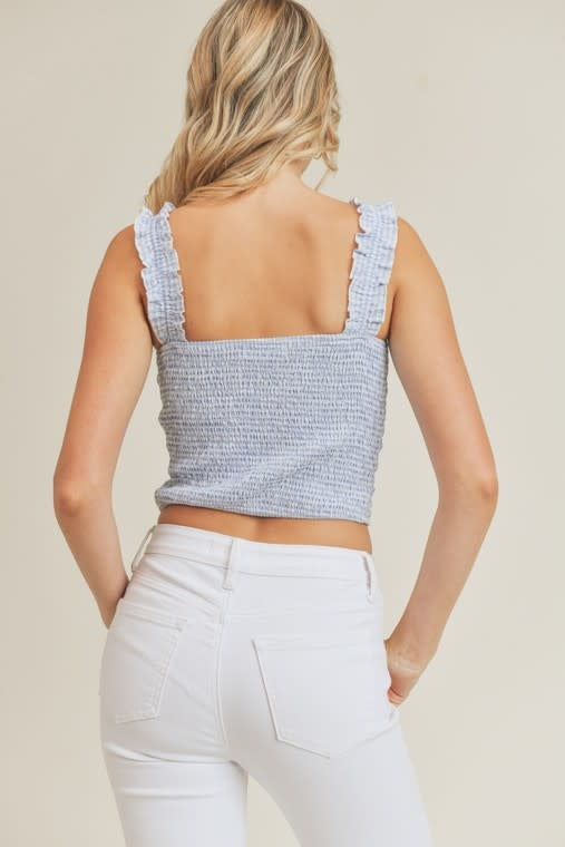 Blue Gingham Ruffle Tank Top Tank Top
