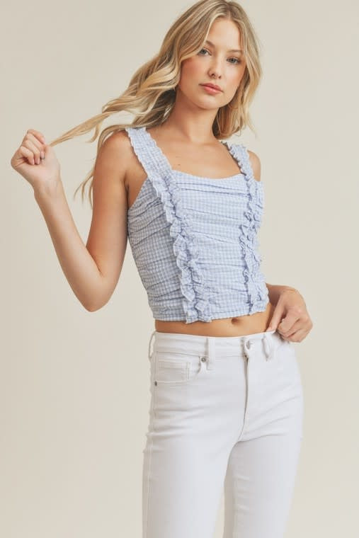 Blue Gingham Ruffle Tank Top Tank Top
