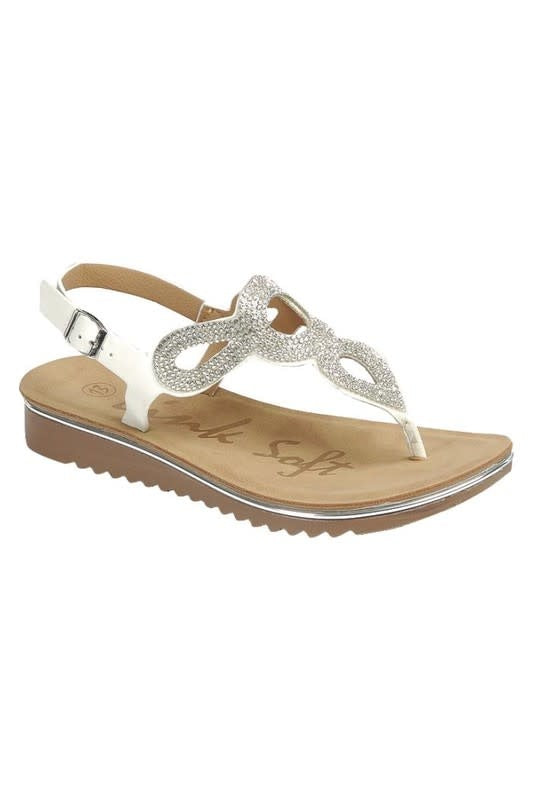 Kids Rhinestone Sandal - White Shoes