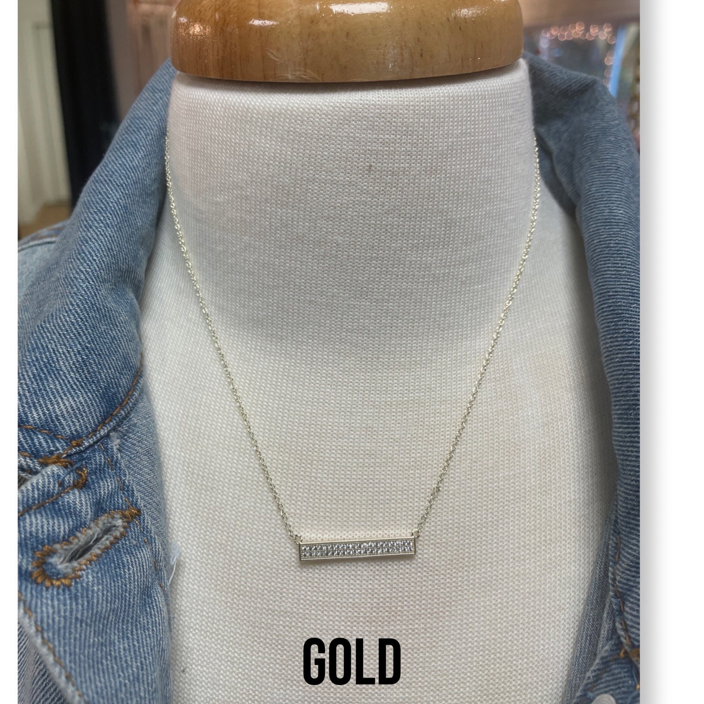 Cz Bar Necklace gold