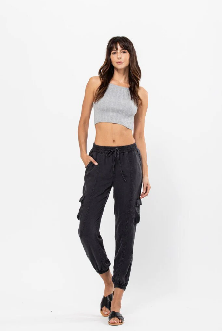 High Rise Cargo Pants Dark Grey Small Pants