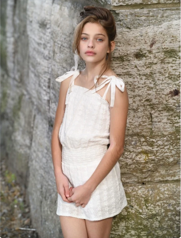 KatieJ NYC Tween Karlie Dress in White Eyelet Dress