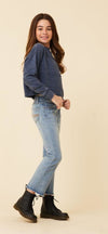 Girls Navy Cropped Thermal - [product_category], Minx Boutique-Southbury
