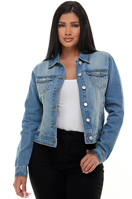 Womens Fitted Jean Jacket - Medium Wash