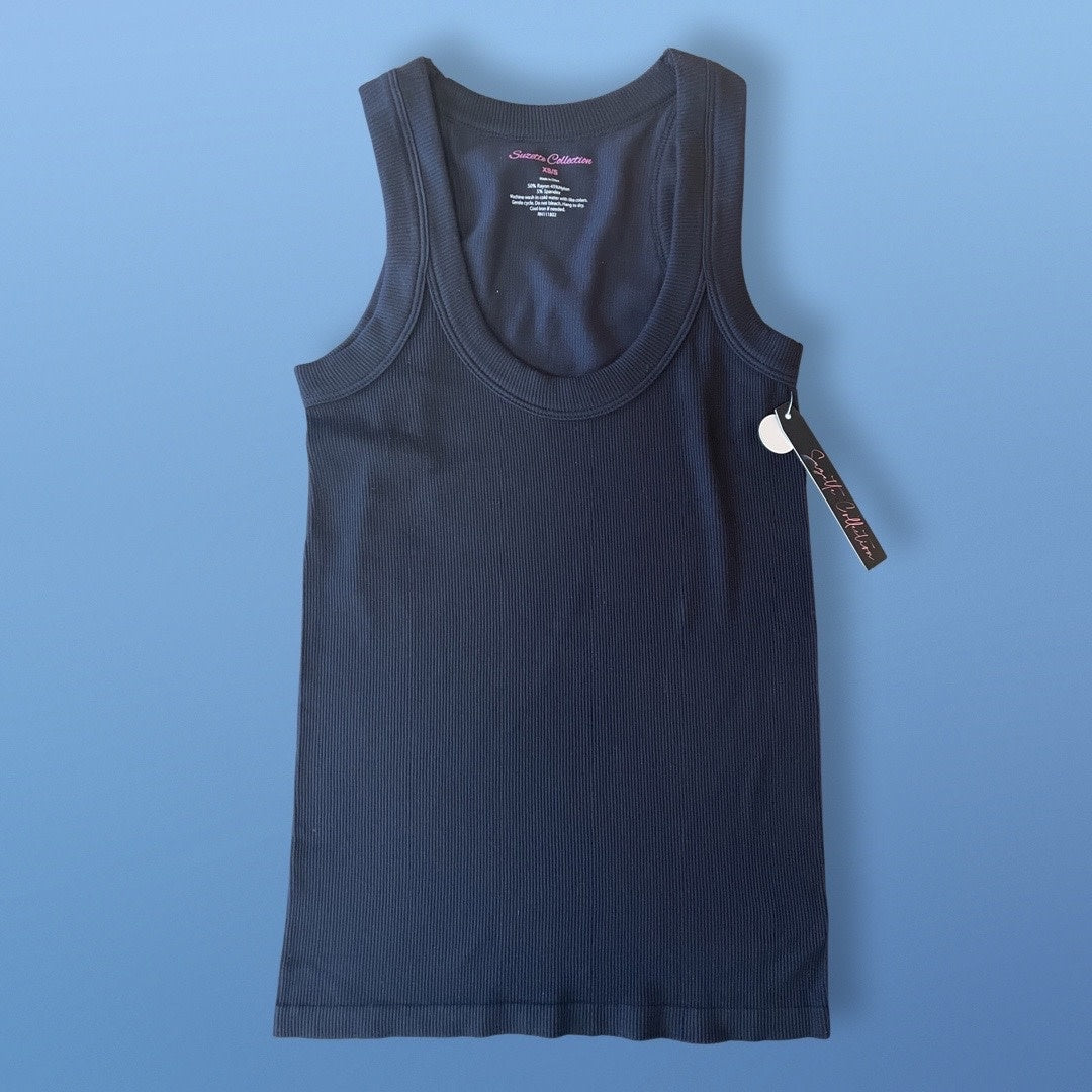 Suzette Ribbed Fitted Tank- Full Length Black Clothing