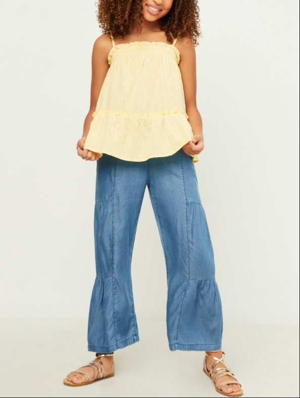 Hayden Girls Yellow Spaghetti Strap Baby Doll Tank Top