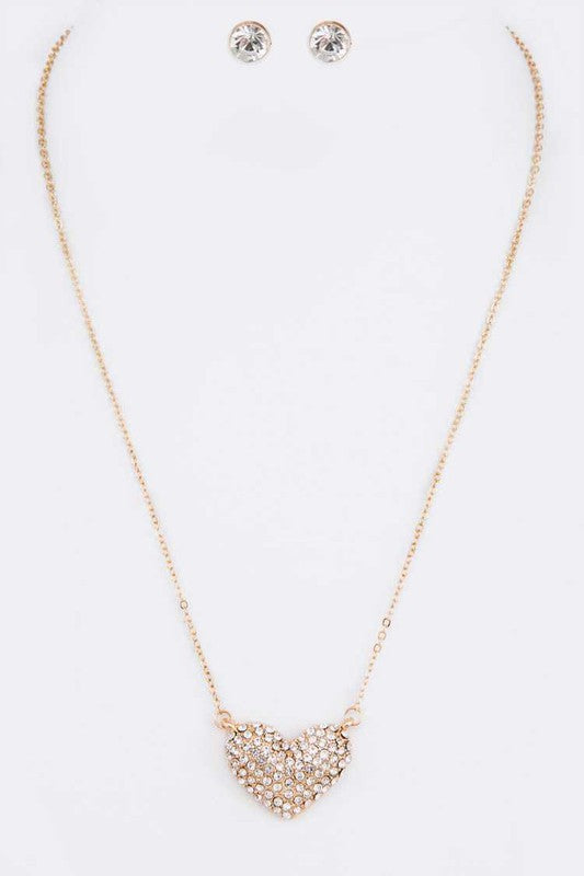 Crystal Heart Pendant Necklace Set, Minx Boutique-Southbury, [product tags]
