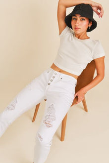  JBD Mid Rise Destroyed Skinny Boyfriend Jean - Ankle Length - [product_category], Minx Boutique-Southbury