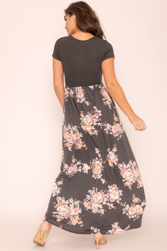 Plus Short Sleeve Floral Maxi Dress - [product_category], Minx Boutique-Southbury