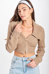 WIDE COLLAR CROPPED CARDIGAN - [product_category], Minx Boutique-Southbury