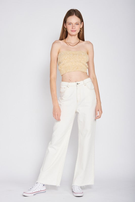 ELASTIC WAISTBAND FRINGED TUBE TOP - [product_category], Minx Boutique-Southbury