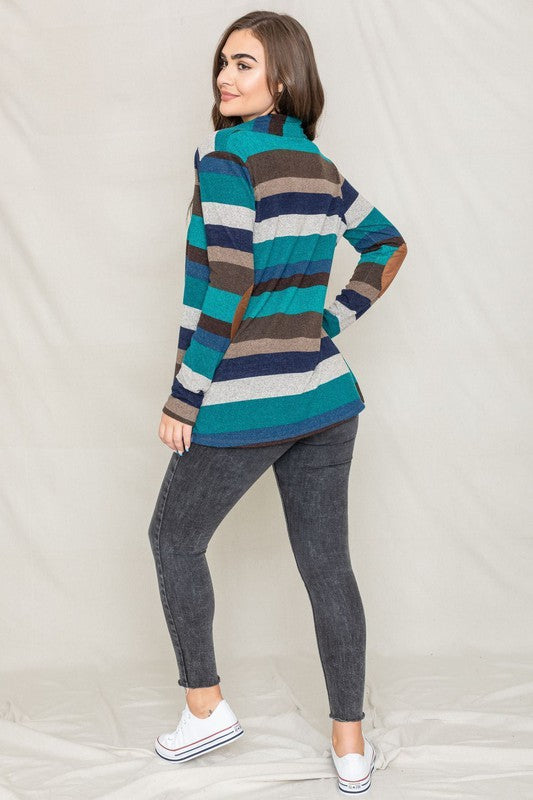 Stripe Elbow Patch Cardigan -Online Only - [product_category], Minx Boutique-Southbury