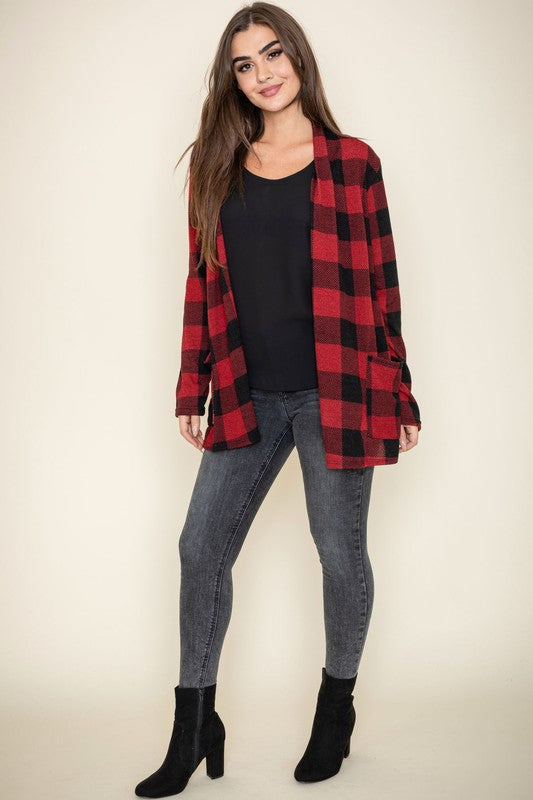 Checkered Elbow Patch Cardigan - [product_category], Minx Boutique-Southbury