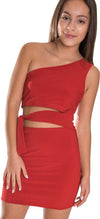 GIRLS ONE SHOULDER TIE SIDE DRESS - [product_category], Minx Boutique-Southbury