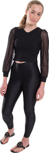 Girls Black Mesh Long Sleeve Crop Top - [product_category], Minx Boutique-Southbury
