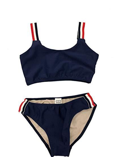 Girls Two Piece Stripe Side Bathing Suit - [product_category], Minx Boutique-Southbury