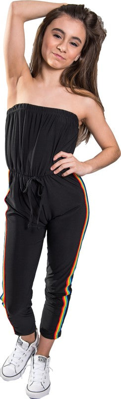 Girls Strapless Rainbow striped jumpsuit - [product_category], Minx Boutique-Southbury
