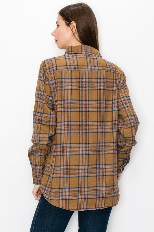 Boyfriend Fit Checker Plaid Flannel Long Sleeve - Online Only - [product_category], Minx Boutique-Southbury