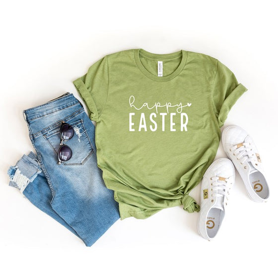 Happy Easter With Heart Short Sleeve Graphic Tee, Minx Boutique-Southbury, [product tags]