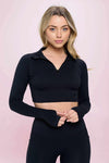 Long Sleeve Half Zip Thumb Hole Crop Sport Top - [product_category], Minx Boutique-Southbury