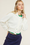 Ivory Cropped Teddy Sweater Cardigan - [product_category], Minx Boutique-Southbury