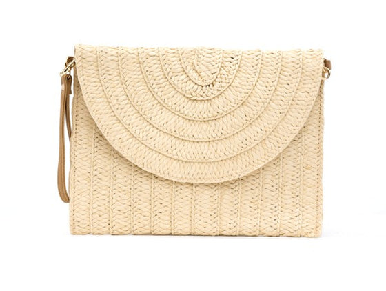 Straw Foldover Convertible Clutch - [product_category], Minx Boutique-Southbury