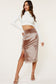 Orlanda Midi Skirt with Lace Trim Nude skirt