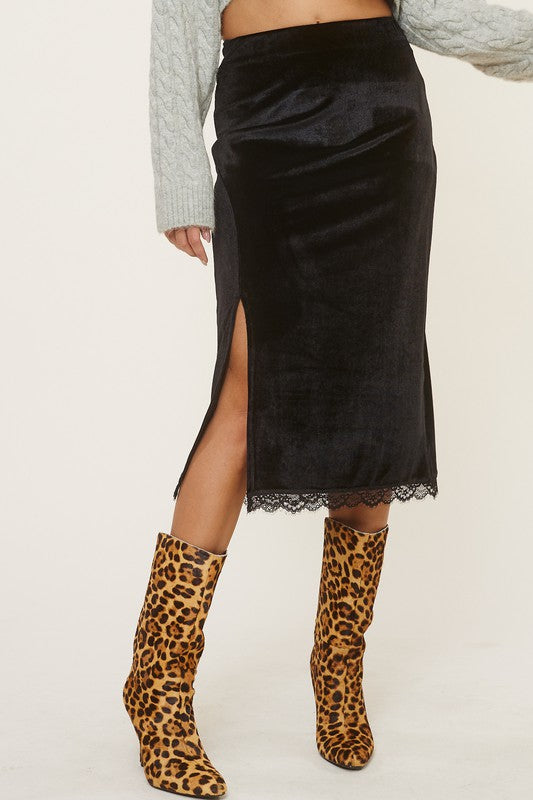 Orlanda Midi Skirt with Lace Trim - [product_category], Minx Boutique-Southbury