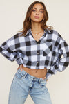 Plaid Cropped Raw Hem Button Down - [product_category], Minx Boutique-Southbury