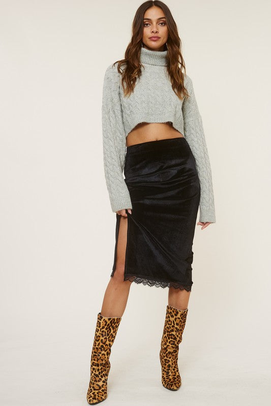 Orlanda Midi Skirt with Lace Trim - [product_category], Minx Boutique-Southbury