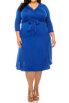 Plus Size Solid faux wrap dress - Online Only - [product_category], Minx Boutique-Southbury